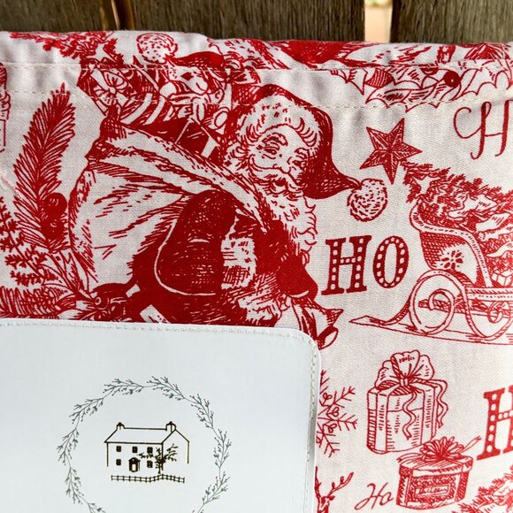 THE FARMHOUSE BY RACHEL ASHWELL Santa Christmas Cotton King Size Sheet Set - Red - Picture 4 of 6